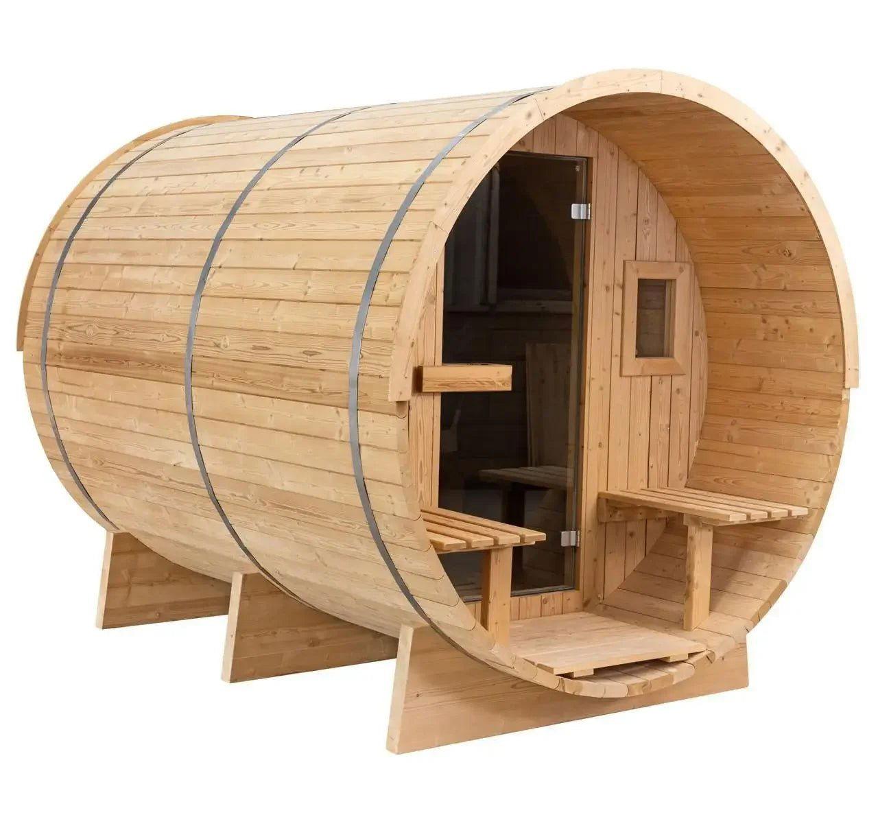 2024 New Canadian Red Cedar Outdoor Barrel Steam Traditional Sauna Room - Steam Soothe