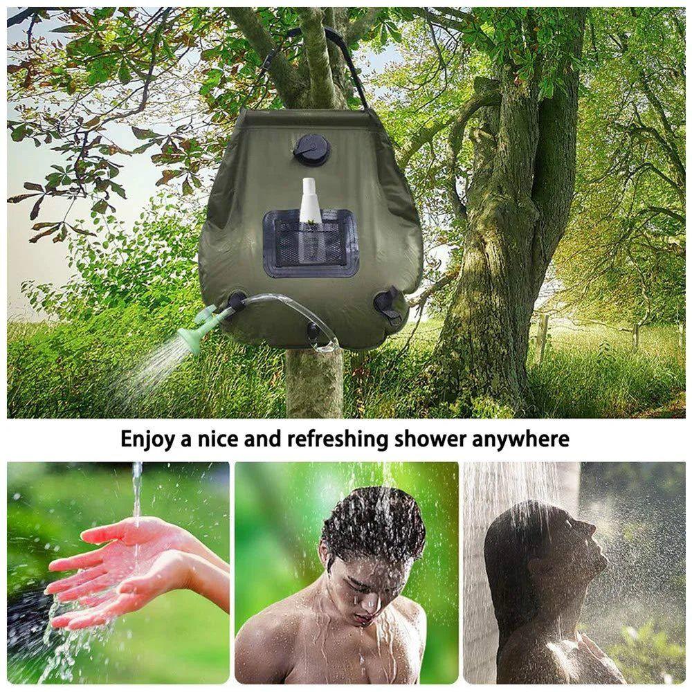 20L Water Bag Outdoor Camping Hiking Solar Shower Bag Heating Camping Shower Climbing Water Bag Hose Switchable Shower Head - Steam Soothe