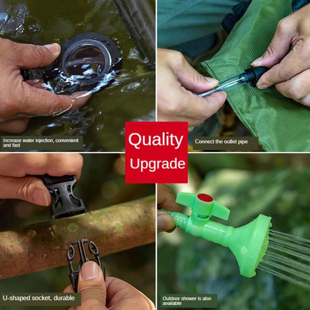 20L Water Bag Outdoor Camping Hiking Solar Shower Bag Heating Camping Shower Climbing Water Bag Hose Switchable Shower Head - Steam Soothe