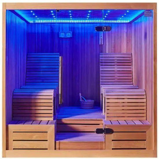 2 Meter indoor dry sauna room Two Lounges LED Dry Sauna Room M-6050 - Steam Soothe