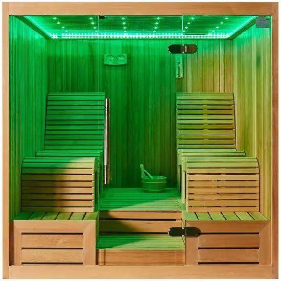 2 Meter indoor dry sauna room Two Lounges LED Dry Sauna Room M-6050 - Steam Soothe