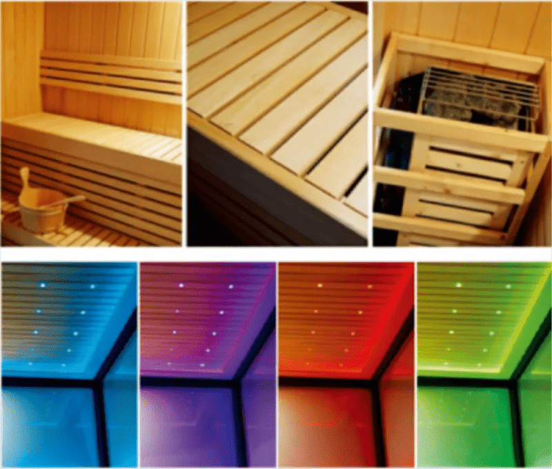 2 Meter indoor dry sauna room Two Lounges LED Dry Sauna Room M-6050 - Steam Soothe