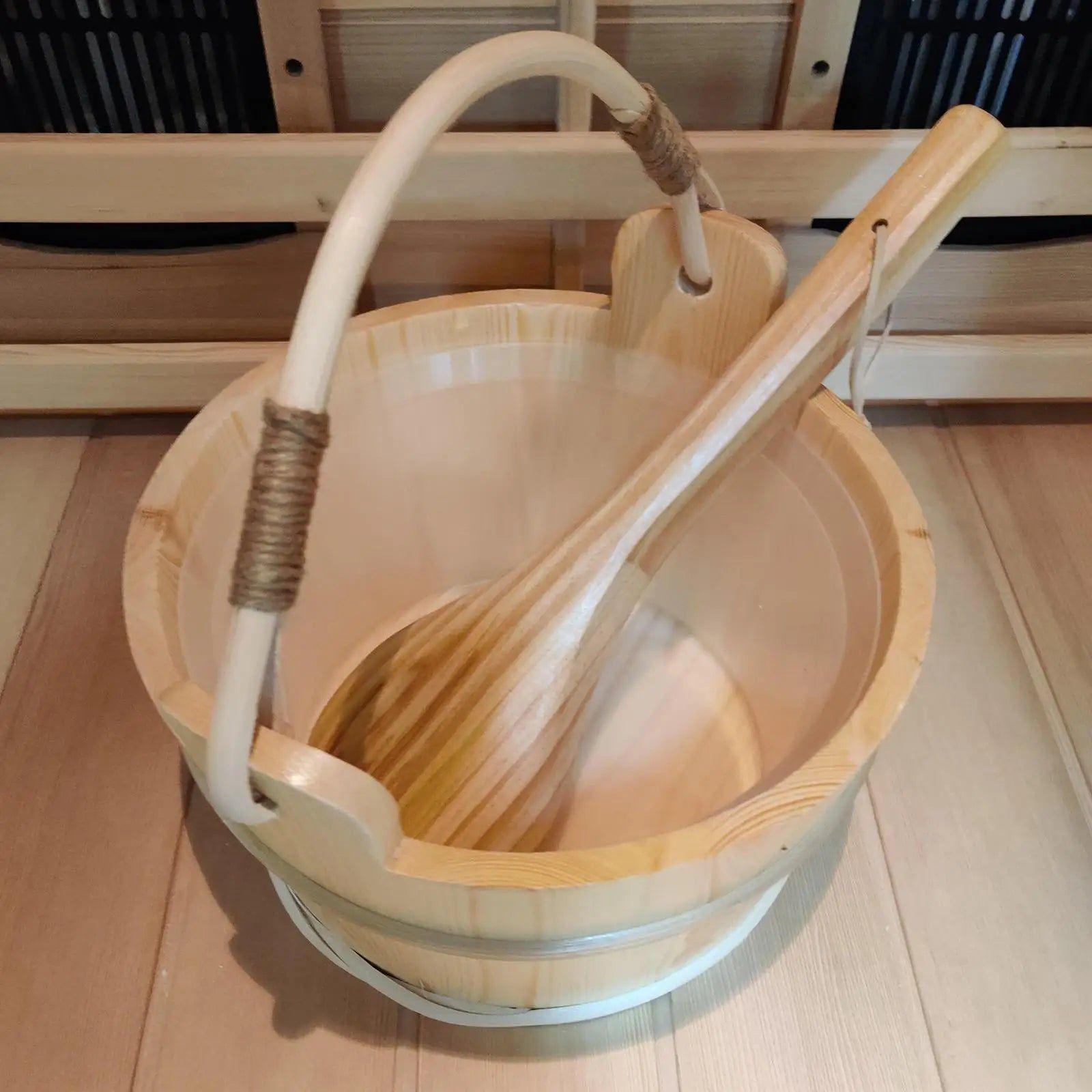 6L Sauna Wooden Bucket with Scoops Combined Set Portable Accessories - Steam Soothe