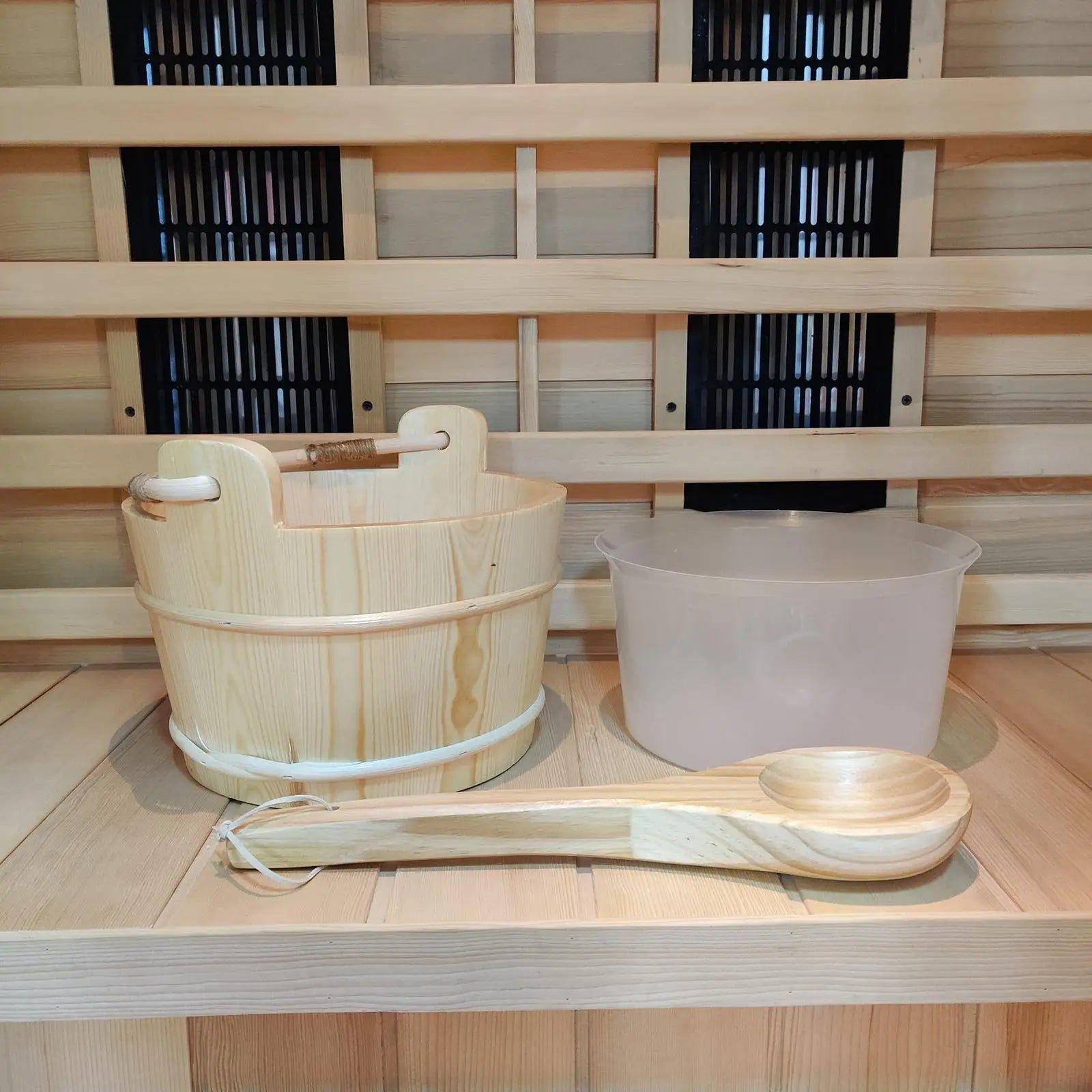 6L Sauna Wooden Bucket with Scoops Combined Set Portable Accessories - Steam Soothe
