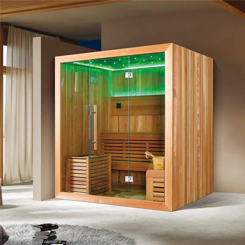 Canadian red cedar Indoor dry sauna room with Harvia stove Mini Portable Sauna house (M-6044) - Steam Soothe