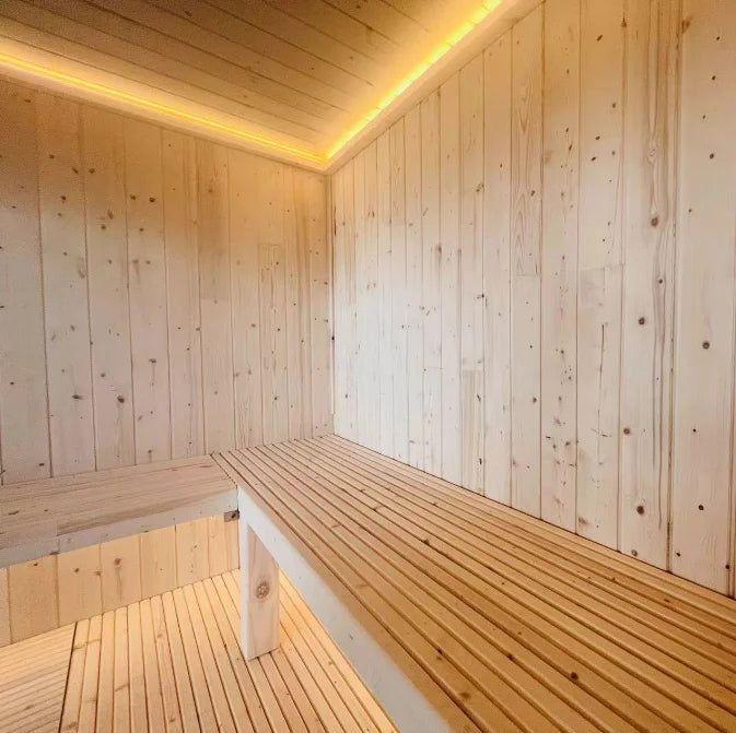 Custom outdoor cedar steam panoramic sauna room - Steam Soothe