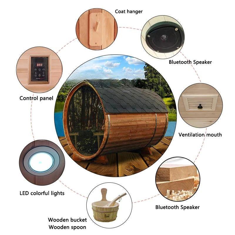 Hot Sale Sauna Outdoor Red Cedar Wooden Traditional Barrel Sauna Room - Steam Soothe