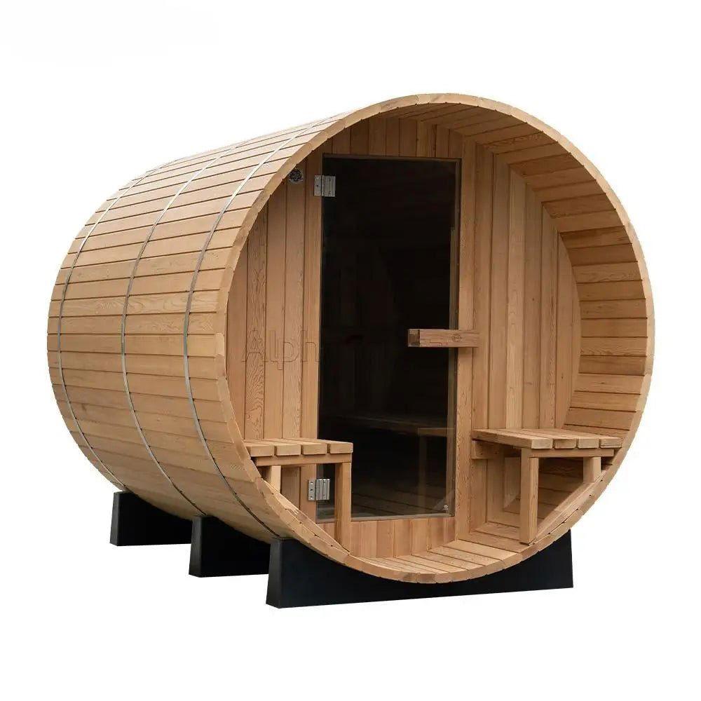 Luxurious Red Cedar Barrel Sauna with Traditional Design - Steam Soothe