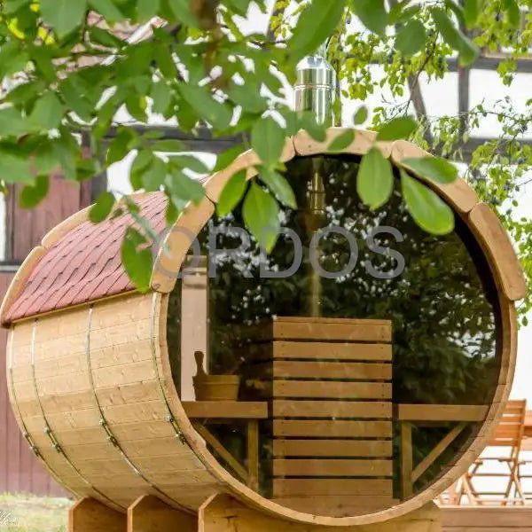 Luxurious Red Cedar Barrel Sauna with Traditional Design - Steam Soothe