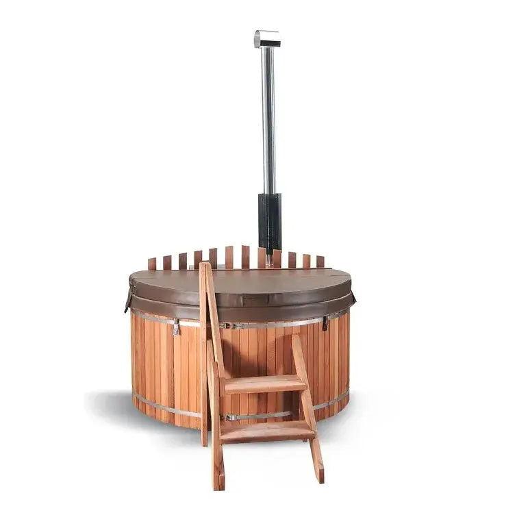 Luxury Cedar Hot Tub - Eco Heat, Rustic Charm - Steam Soothe
