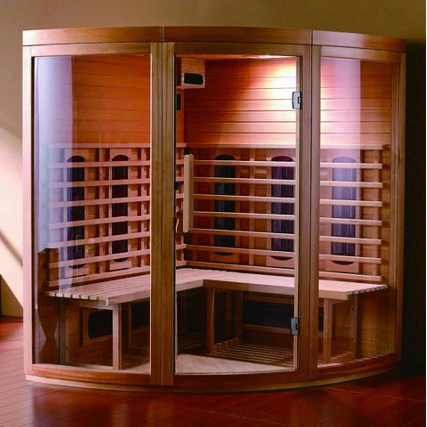 Luxury Hemlock Infrared Sauna Room with Carbon Crystal Heating Plate - Steam Soothe