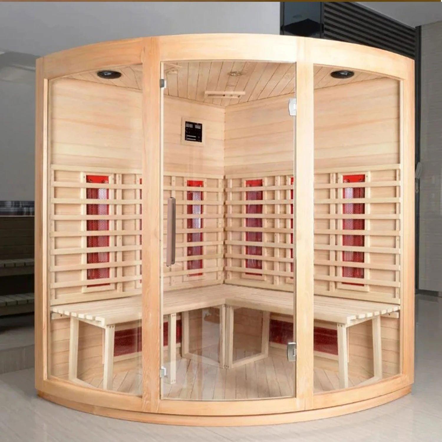 Luxury Hemlock Infrared Sauna Room with Carbon Crystal Heating Plate - Steam Soothe