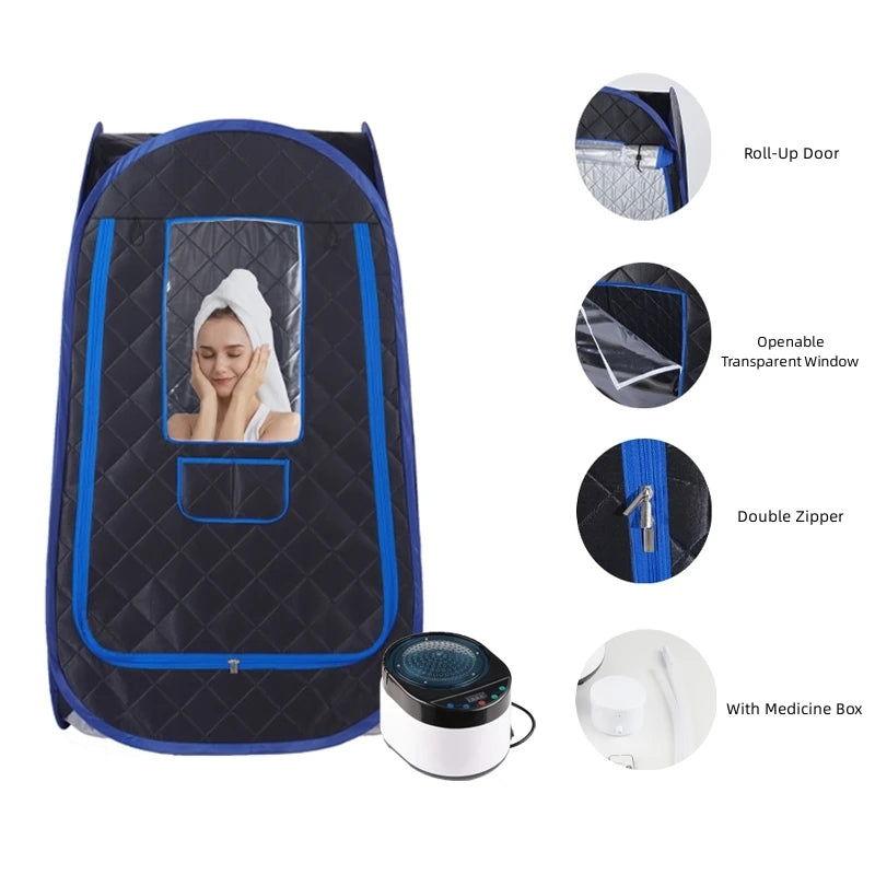 New Sauna Set Steam Sauna Home Spa with 4L & 1500W Large Steam Generator 16 Levels Remote Control for Relaxation - Steam Soothe