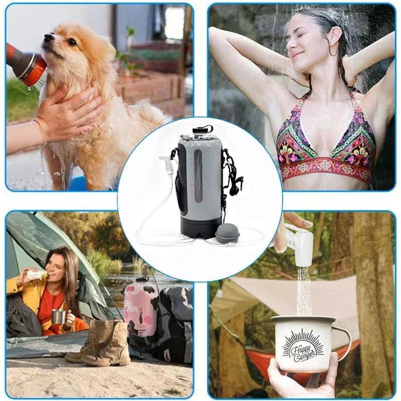 Outdoor Large Capacity Portable Camping Shower Bag Solar Shower bag Sports Climbing Bath Watertight Bag 12L Water Storage Pocket - Steam Soothe