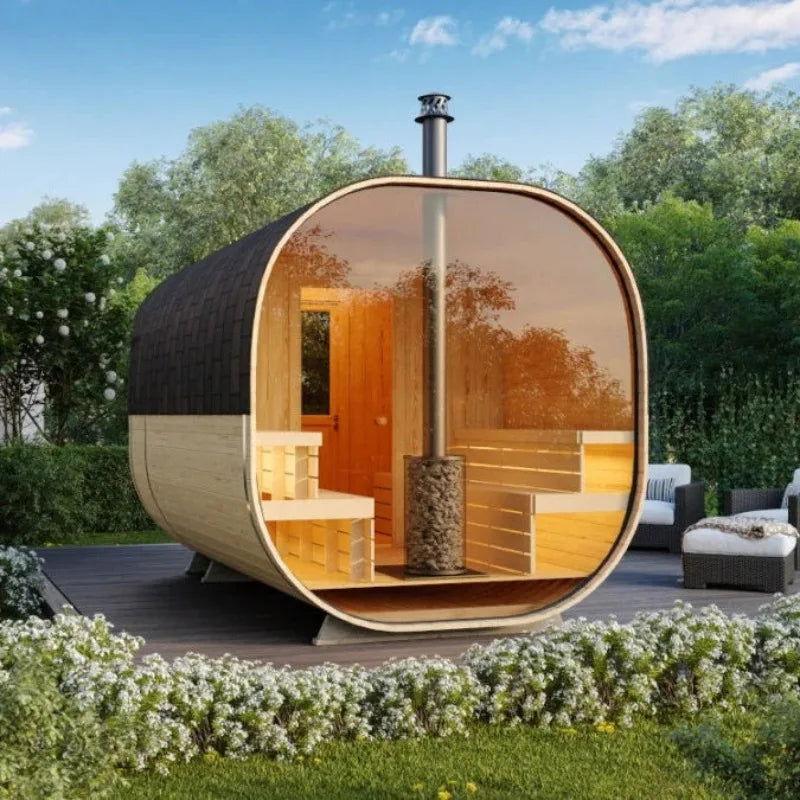 Outdoor Sauna Room Red Cedar Cube Sauna Room With Stove - Steam Soothe
