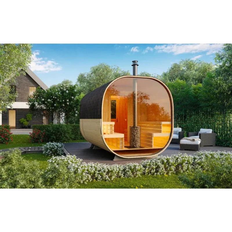 Outdoor Sauna Room Red Cedar Cube Sauna Room With Stove - Steam Soothe