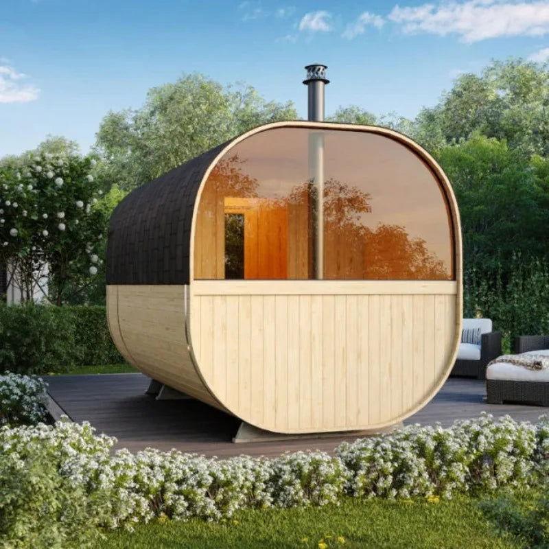 Outdoor Sauna Room Red Cedar Cube Sauna Room With Stove - Steam Soothe