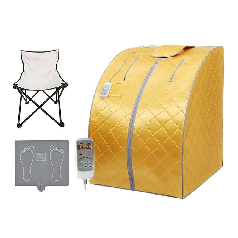 Oversize Portable Far Infrared Sauna, One Person Home Spa Box for Detox Therapy, Relaxation Better Sleep, with Heating Foot Pad - Steam Soothe