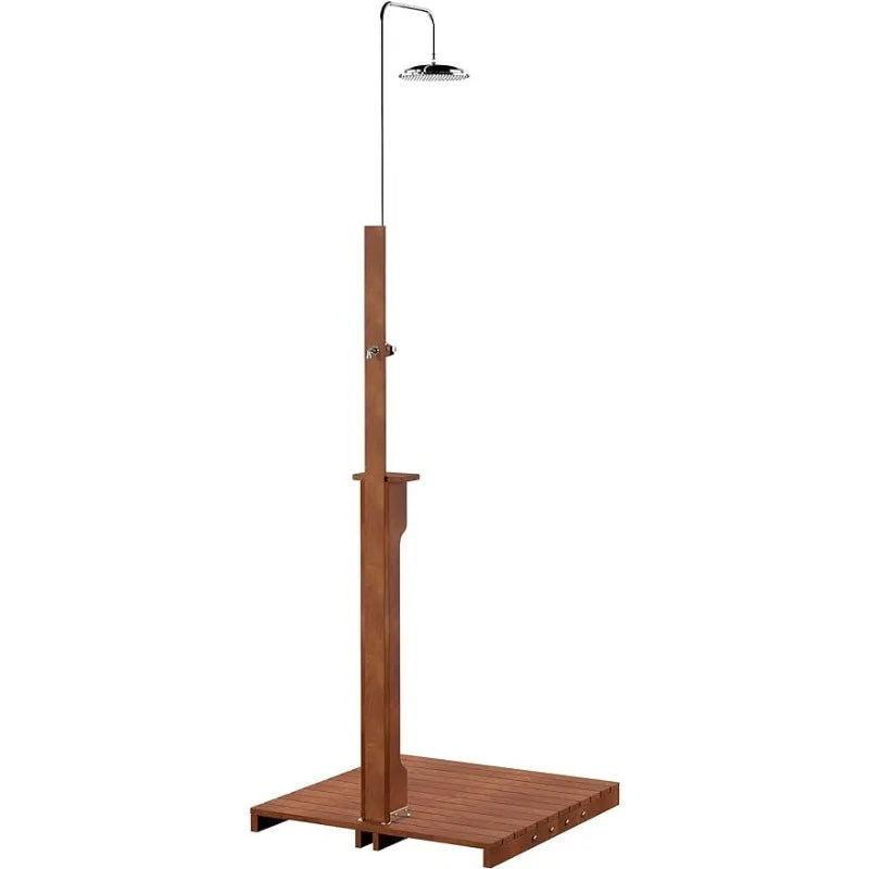 SEI Furniture Rain-Style Outdoor Shower, Oiled Eucalyptus - Natural - Steam Soothe