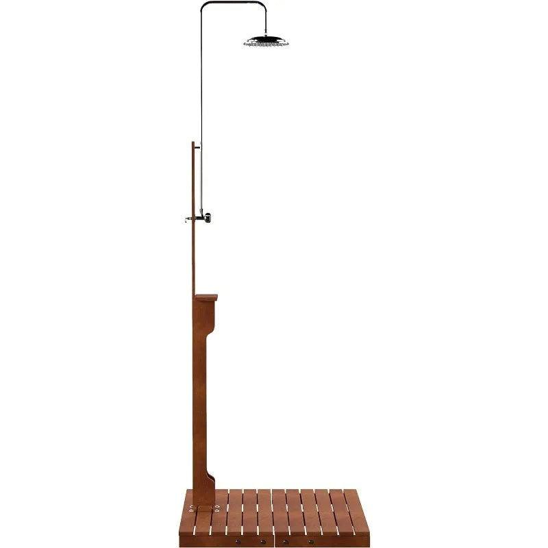 SEI Furniture Rain-Style Outdoor Shower, Oiled Eucalyptus - Natural - Steam Soothe