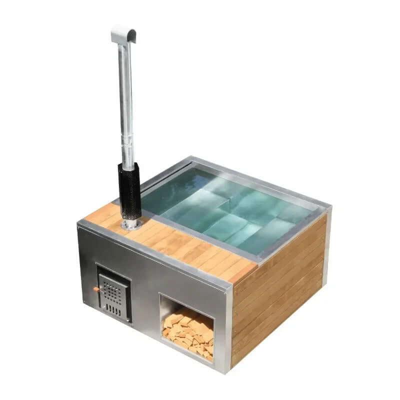 Stainless Steel With Pine Skirt Stainless Steel Liner Wood Fired Hot Tub Bathtub - Steam Soothe