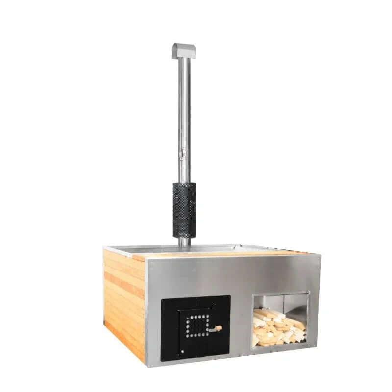Stainless Steel With Pine Skirt Stainless Steel Liner Wood Fired Hot Tub Bathtub - Steam Soothe
