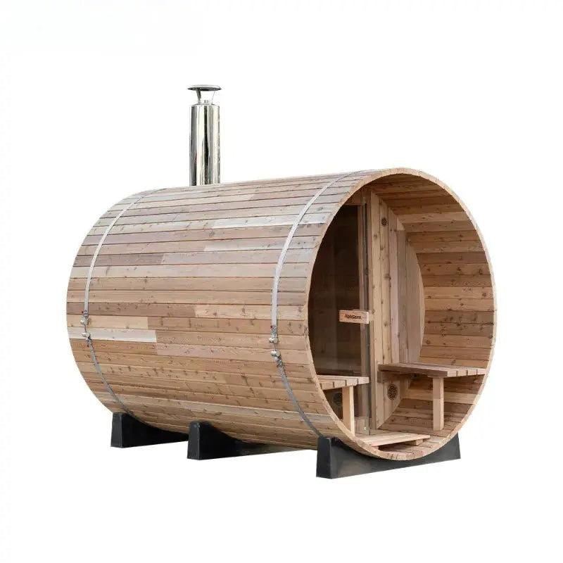Traditional Cedar Barrel Sauna Outdoor Steam Sauna Wood Burning Round High Quality Comfortable Single Sauna Room - Steam Soothe