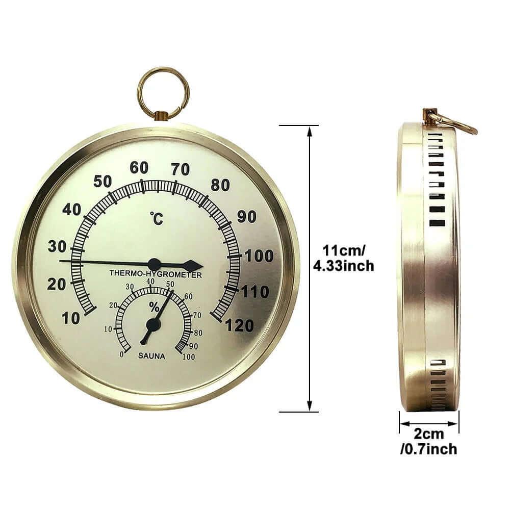 Wooden Sauna Thermometer: Temperature and Hygrometer Measurement - Steam Soothe