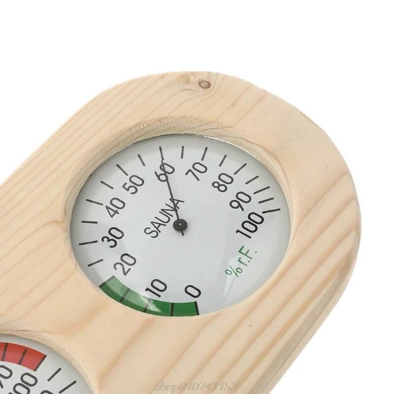 Wooden Sauna Thermometer: Temperature and Hygrometer Measurement - Steam Soothe