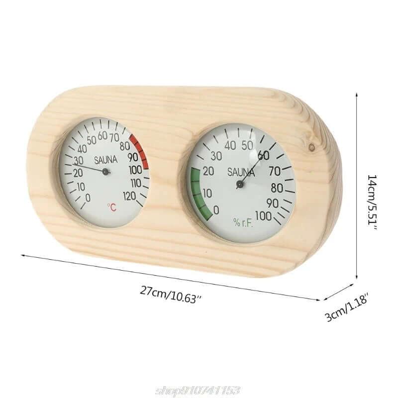 Wooden Sauna Thermometer: Temperature and Hygrometer Measurement - Steam Soothe