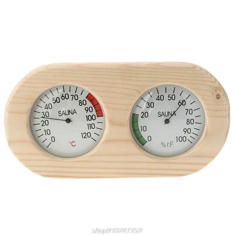 Wooden Sauna Thermometer: Temperature and Hygrometer Measurement - Steam Soothe