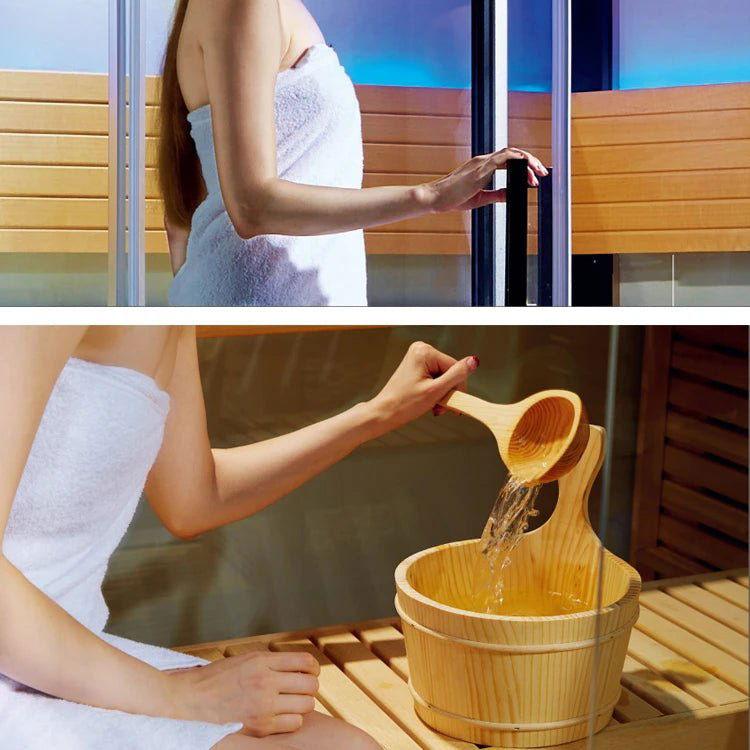 2 Meter New style sauna room three sides fiberglass traditional style dry sauna cedar wooden house M-6036 - Steam Soothe 