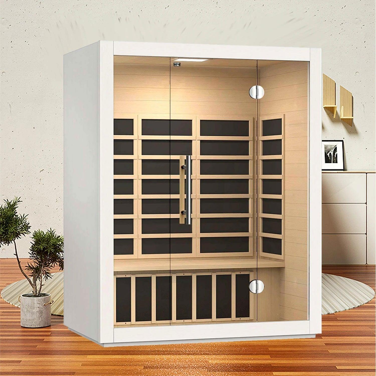 Home Infrared Hemlock Sauna with LED Light Therapy - 1-3 Person Sweat Room - Steam Soothe 