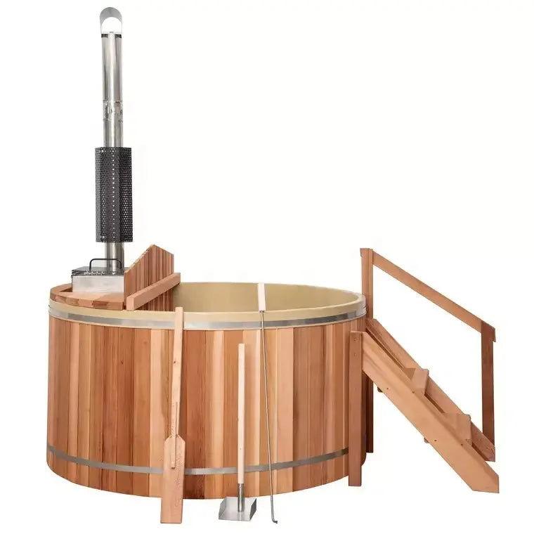 Luxury Cedar Hot Tub - Eco Heat, Rustic Charm - Steam Soothe 
