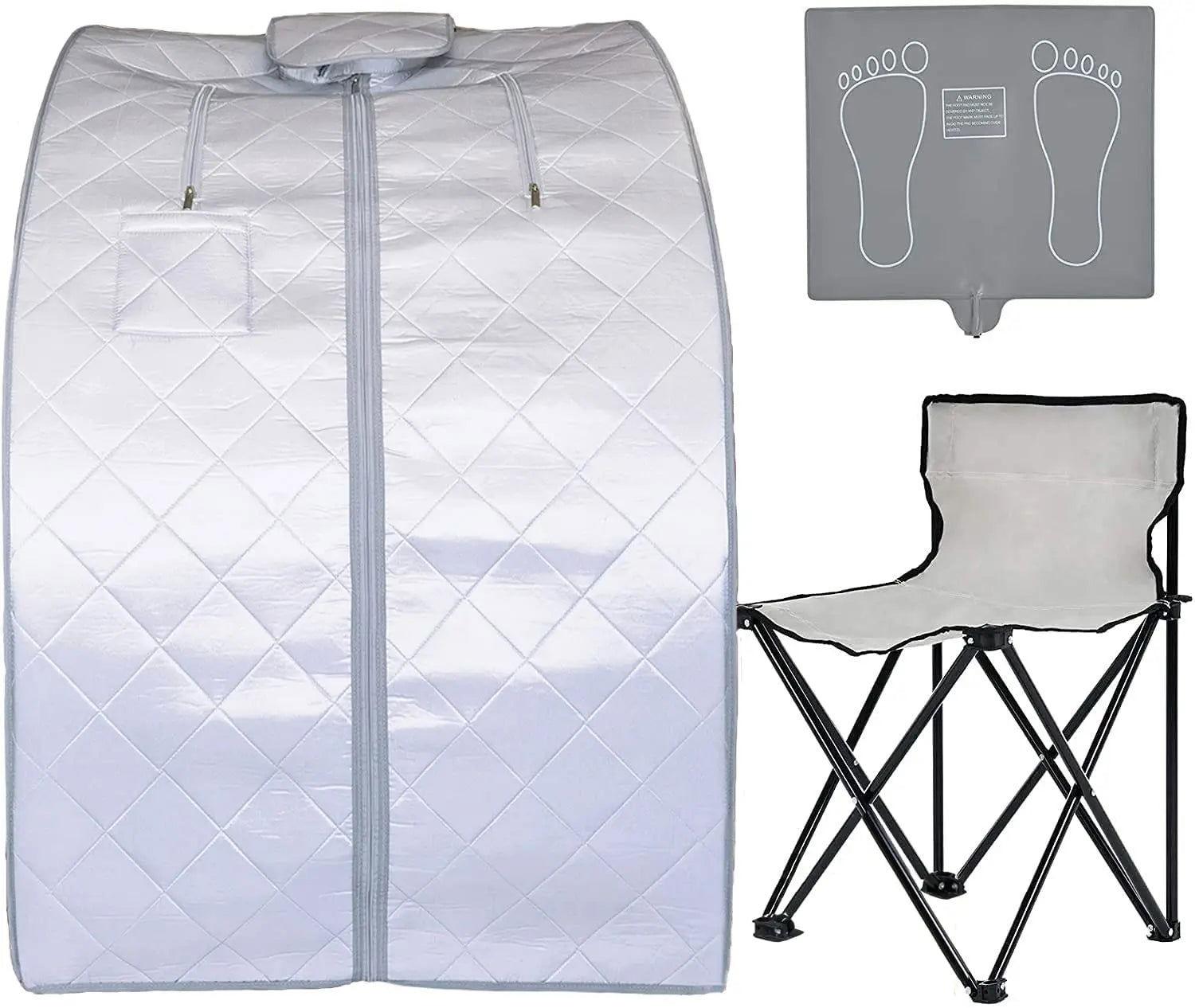 Oversize Portable Far Infrared Sauna, One Person Home Spa Box for Detox Therapy, Relaxation Better Sleep, with Heating Foot Pad - Steam Soothe 