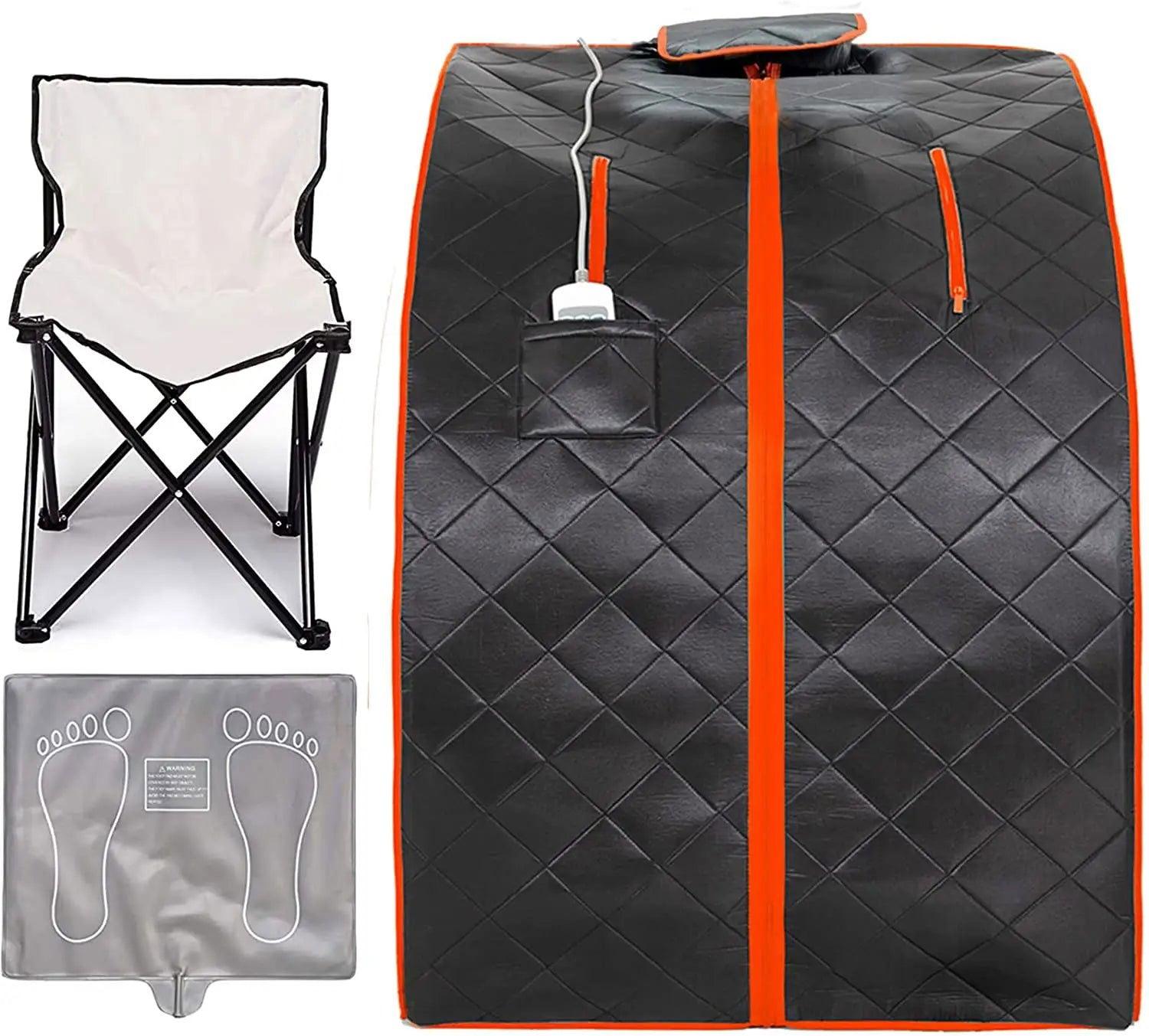 Oversize Portable Far Infrared Sauna, One Person Home Spa Box for Detox Therapy, Relaxation Better Sleep, with Heating Foot Pad - Steam Soothe 