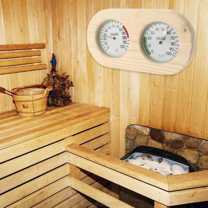 Wooden Sauna Thermometer: Temperature and Hygrometer Measurement - Steam Soothe 